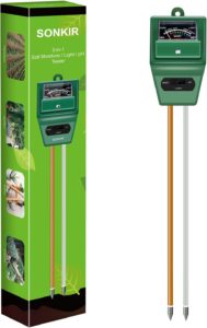 SONKIR Soil pH Meter, MS02 3-in-1 Soil Moisture/Light/pH Tester Gardening Tool Kits for Plant Care
