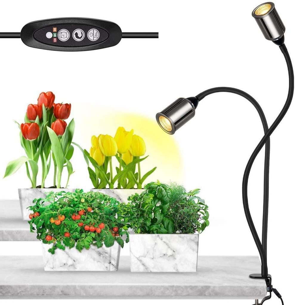 50W Plants Grow Light Lamp 40 LED Dual Head 3 Modes And 5-Level Dimmable 360° 
