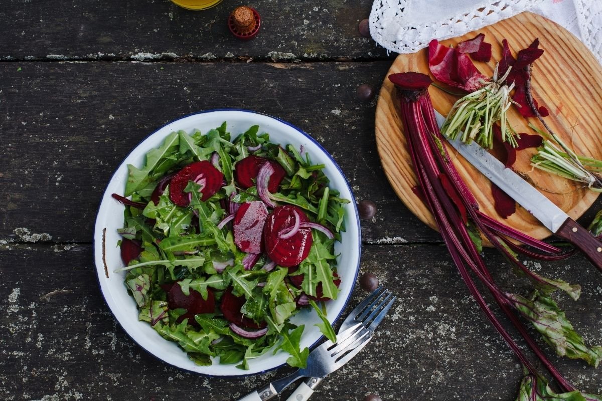 raw dandelion greens salad with citrus vinaigrette