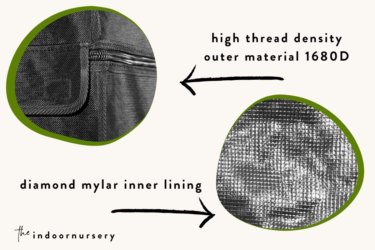 high thread density outer material & diamond mylar inner lining