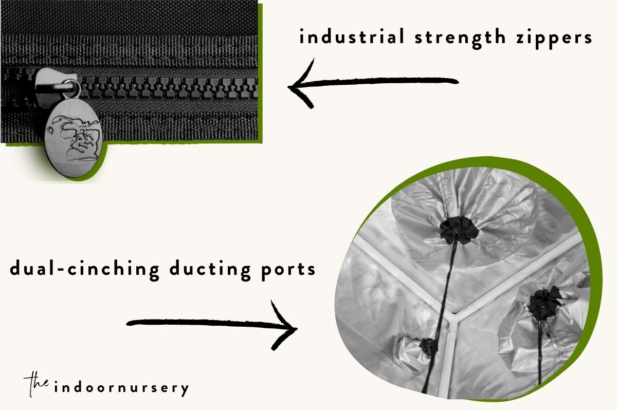  industrial strength zippers & dual-cinching ducting ports
