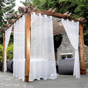 BONZER White Outdoor Sheer Curtains for Patio Waterproof