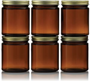 Amber Glass Jars 8 Ounce for Candle Making Straight Side For DIY Projects