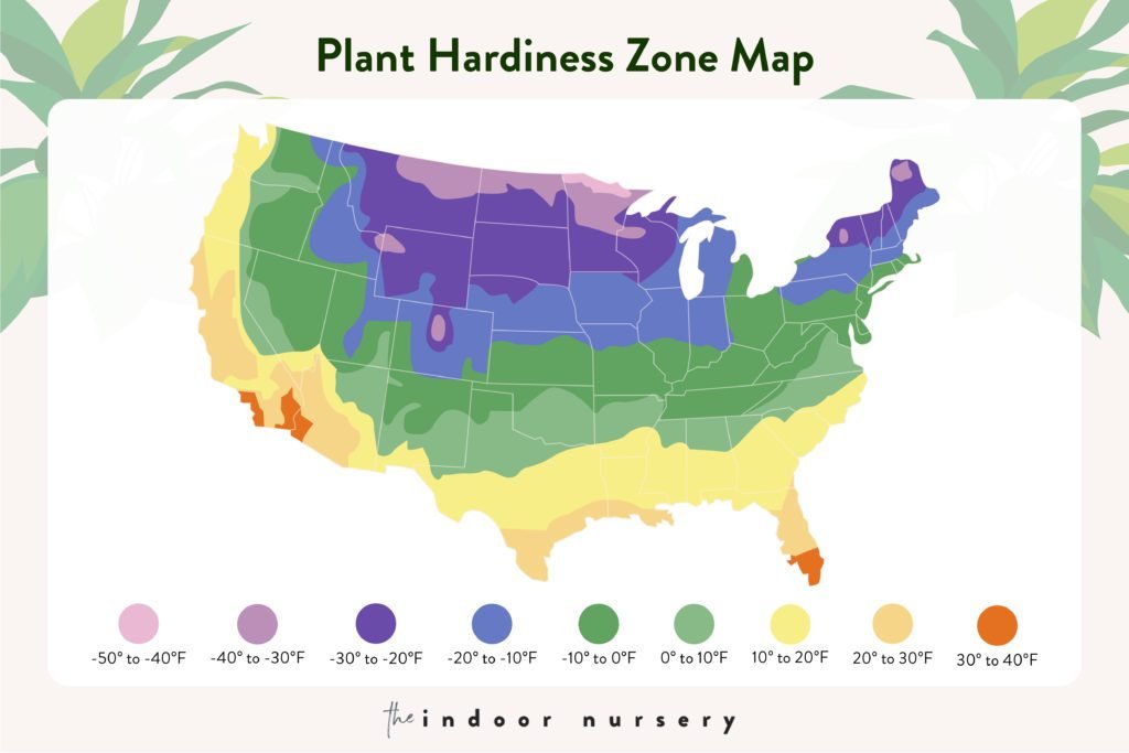 Plant hardiness zones for indoor plants (with map)